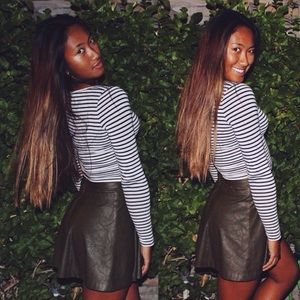 Striped long sleeve crop top